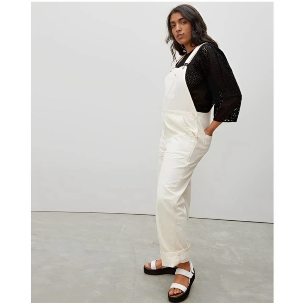 Everlane Cream Canvas Bib Overalls Womens 00 Oversized